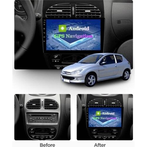 Android 8.1 9 Inch Car Multimedia Player Bluetooth GPS Navigation Video Player Stereo Radio for 2001-2008 Peugeot 206