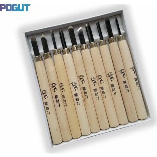 Free Shipping, 10Pcs Small Size Woodpecker Dry Hand Wood Carving Tools Chip Detail Chisel set Knives tool