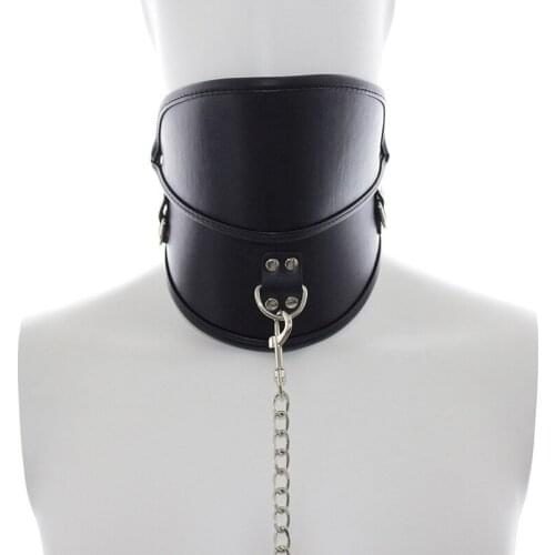 BDSM Bondage PU Leather Neck Collar Slave Dog Role Play Leash Sexy Restraint Fetish Metal Chain Adult Game Sex Toys SM Products