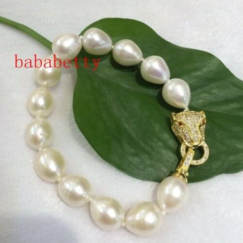 New natural freshwater pearl rice 11-12MM pearl bracelet 8"