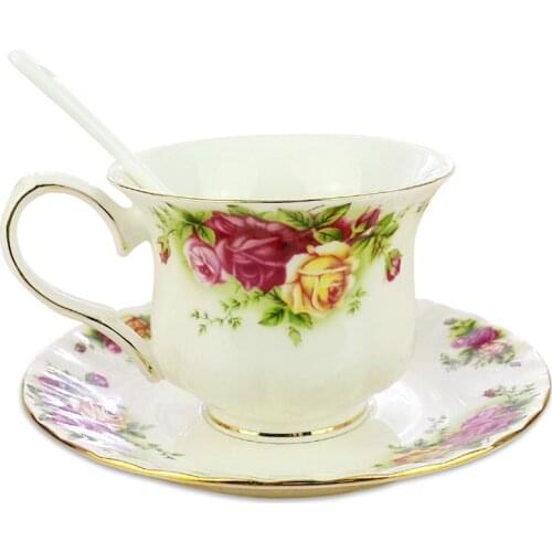 Cups & Saucers Ceramic Coffee Breakfast Milk Tea Cups Set With Spoon & Disc Kitchen Drinkware Utensils Wedding Gifts 200ML