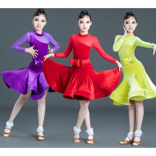 Children Latin dance clothing professional competition regulations girls velvet examination clothing performance clothing