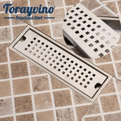 Bathroom shower drain long rectangle floor mounted chrome drains bouchon de lavabo stainless steel kitchen drain hair catcher