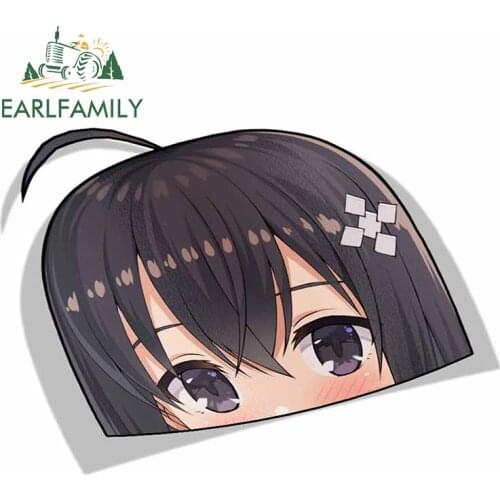 EARLFAMILY 13cm x 9.1cm Cartoon Car Sticker for Kaede Honjou Maple Bofuri Peek Big Head Anime Vinyl JDM Window Trunk Decal
