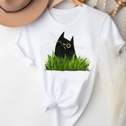 T-shirts Women Cartoon Spring Summer Cat Mujer Camisetas Fashion Clothes Stylish T Tshirt Top Lady Print Sweet Tee T-Shirt