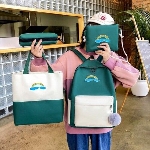 4 Piece Set School Bag For Teenage Girls Women Backpack Large Capacity Bagpack Mochilas Shoulder Bags