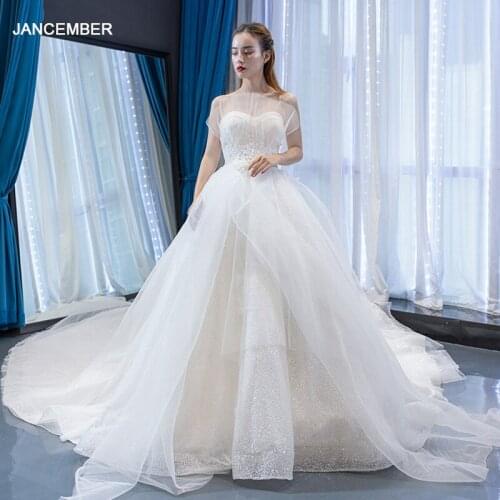 J67023 jancember lace wedding dress in Wedding Dresses strapless ball gown lace sequined with marriage vestido de noiva 2020