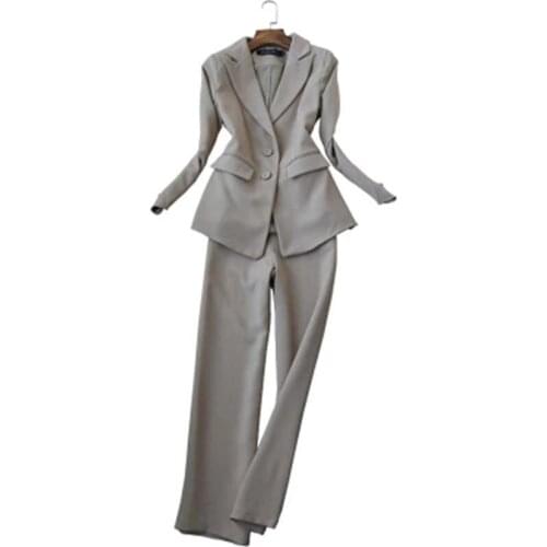 Fashion suit suit autumn / spring large size New ladies professional suit jacket + straight pants trousers two Suits Women