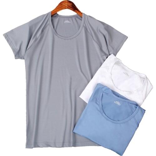 Mens T Shirt Summer 2019 Tee Casual Short Plain T Shirts O-Neck Sport Ice Wire Fabric Tees White Blue Men Tops Fast Drying Hot