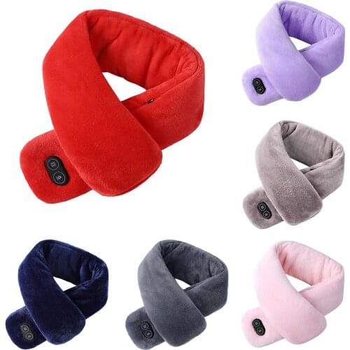 Men Women Winter Heated Scarf USB Electric Vibrating Massage Warm Soft Shawl Neckerchief Camping Equipment