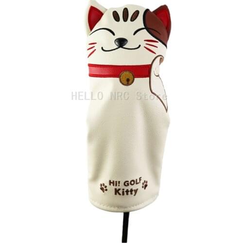 1pcs Golf Clubs Driver Fairway UT Wood Headcover Luck Cat Pu Leather With Interchangeable Adjustable Number Tag