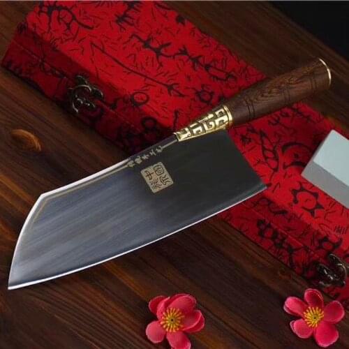 9 Inch Handmade Knives 5Cr15CoMoV High Carbon Steel Long Lasting Sharpness Forged Slicing Cleaver Kitchen Knives Copper Decor