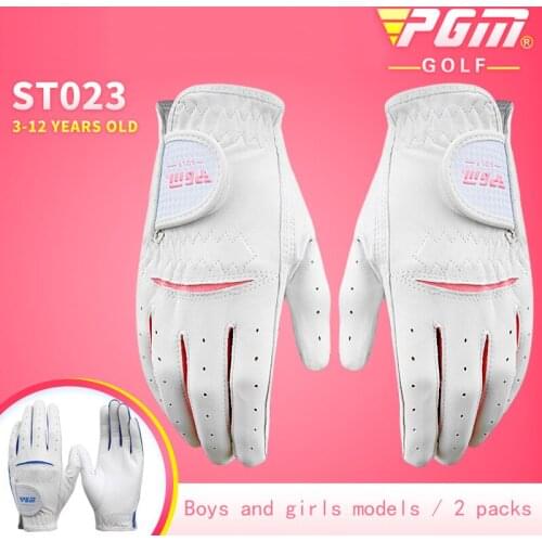 PGM New! Professional Golf Children Sports Gloves Boys Girls Blue/Pink Leather Gloves Lambskin Soft Breathable High Quality 2020