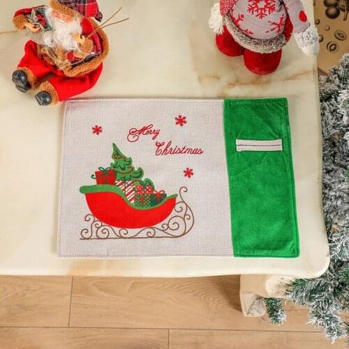 Christmas Decoration Skirts Linen Christmas Placemat Individual Tablecloth Christmas Table Decor For Living Room New Year 2021
