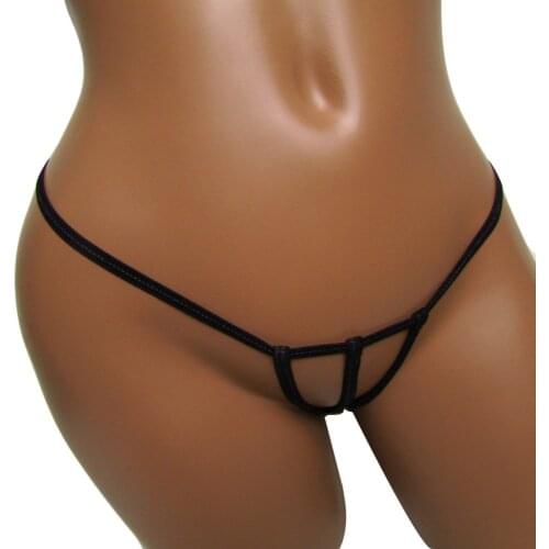 Candy Cherries Plus Size Sexy G-String Women Black Cord Thongs Panties Rings Strapy Rope Tangas Tback Sous Vetement Homme