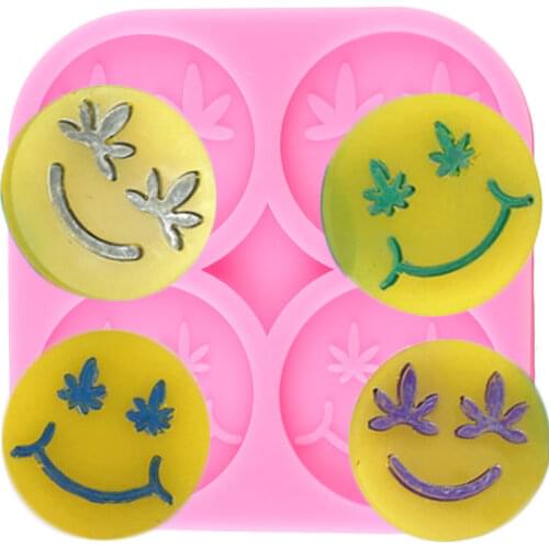Smiley Face Phone Grip Silicone Mold Pot Leaf Badge Reel Craft Keychain Epoxy Resin Molds Pendant Necklace Jewelry Making Moulds