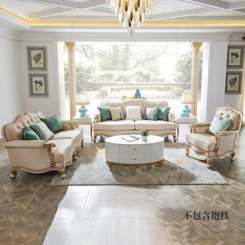 Modern light luxury leather sofa 123 combination living room small family European leather art single three person furniture