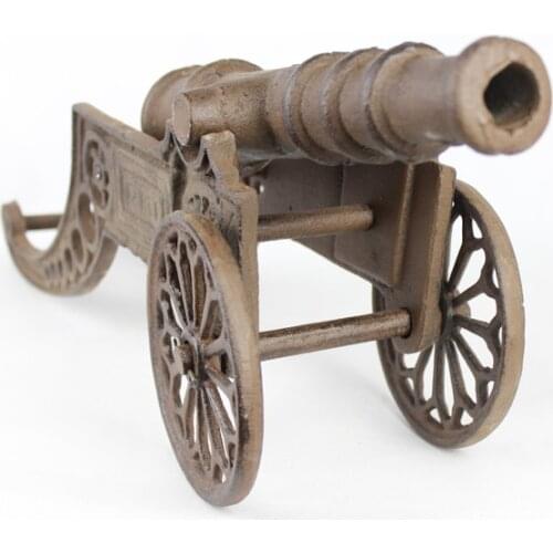 Replica Rustic Cast Iron Cannon Statuette Miniature Figurine Antique Model Retro Home Bar Pub Club Table Decorative Crafts Brown