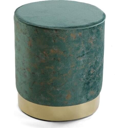 Stool Green wood and metal Polyester (34 x 37 x 34 cm)