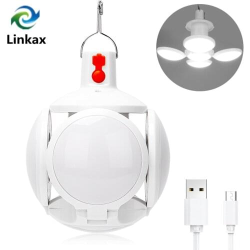 LED Camping Light Foldable LED Portable Lantern USB Rechargeable Hanging Hook Outdoor Camping Lamp Nightlight With Battery