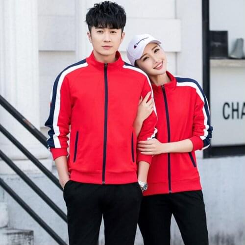 Unisex Autumn winter couple sports casual standing collar sportswear running group activity school uniform Receiving awards