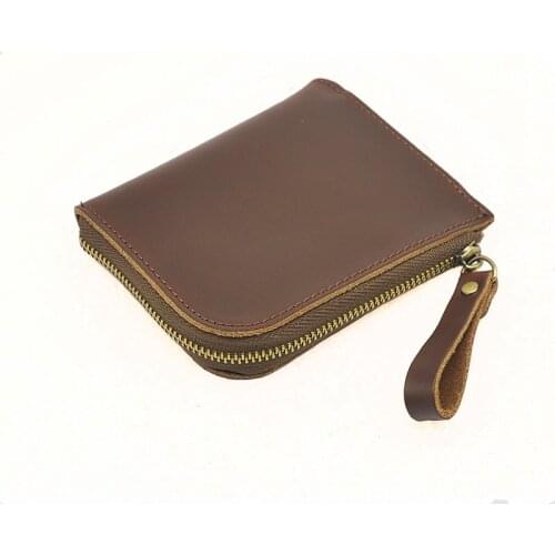 Vintage Handmade Leather Wallets Men Zipper Short Purse Designer Small Wallet Portfolio Man Wallet Money Bag Coin Pocket