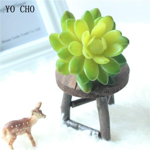 YO CHO 1PC Green Artificial Succulent Grass Plant Fake Landscape Lotus Rare Plants Flower DIY Home Wedding Office Decoration