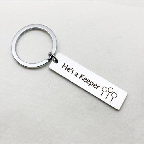 Oeinin Funny Key Chain Metallic Hes A Keeper Key Chain Bags Lover Creative Aolly Letter Color Keyring Stainless Steel Pendant