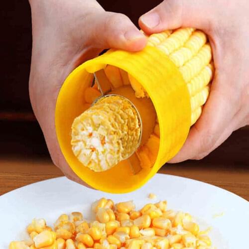 Yellow Corn Plane Peeler Cob Thresher Kitchen Gadgets Manual Rotation Stainless Steel Corn Stripper Cutter Tools