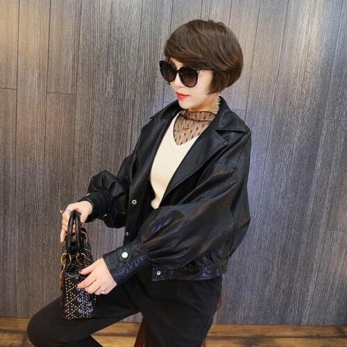 2021 New Women Leather Jacket Single Breasted Short Motorcycle Punk Jacket Female Short Loose Faux Leather Bomber Coat