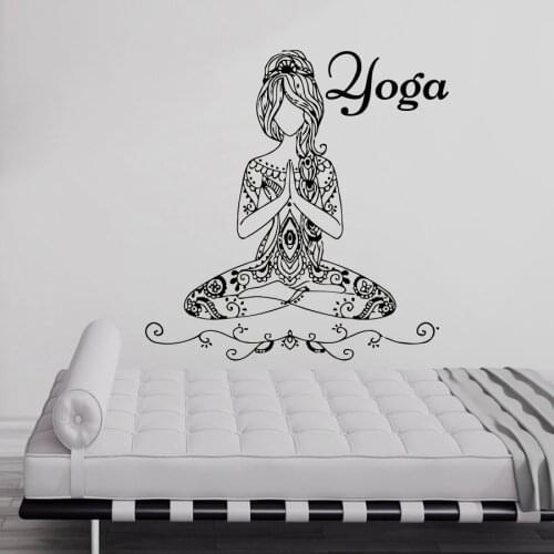 ZOOYOO Hot Sale Yoga Meditate Pose Girls Wall Sticker Bedroom Removable Art Home Decor Vinyl Decal