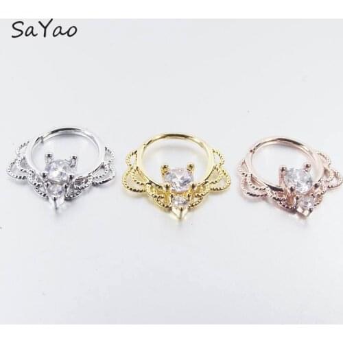 1 Piece Rose Gold Cubic Zircon Hollow Earring Hoop Nose Piercing Helix Tragus Cartilage Ring Body Jewelry