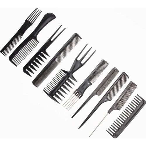 Good quality 10pcs=1set anti-static hair combs kits hair brush as hair care styling tool for hairdressing molding in hair salon