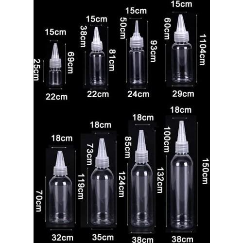 10pcs Transparent Sharp-mouth Bottle Plastic Squeezable Needle Bottles Refillable Bottle Color Paste Bottle Dye Bottle