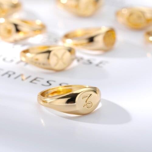 12 Constellation Rings For Women Gold Silver Color Stainless Steel Ring Gemini Cancer Leo Virgo Zodiac Rings Jewelry Bague