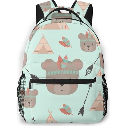 2021 Backpack Women Shoulder Bag Funny Indian Bear Fashion School Bag For Teenage Girl Backpacks Travel Bag