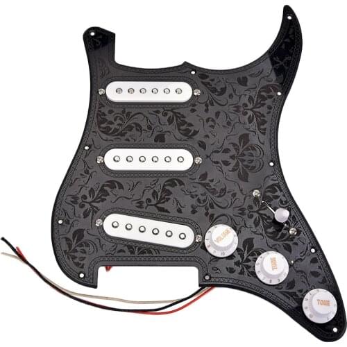3Ply SSS Prewired Loaded Pickguard Electric Guitar Humbucker Parts Black 11.14x8.86x0.55inch