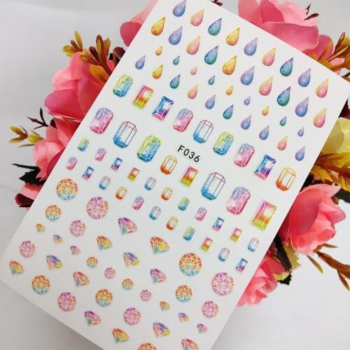 3D Nail Sticker Sliders Foil Design Colorful Diamond Raindrop Square Nail Art Decoraciones Manicure Accesorios Tips