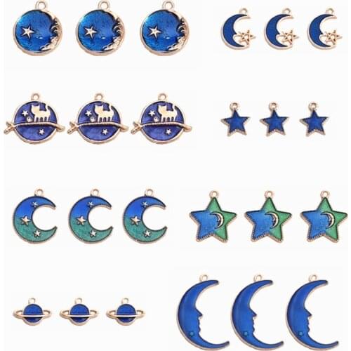 10 Piece Mixed Blue fantasy starry sky Enamel Charms Beads For Jewelry Making Diy Earring Pendant Necklace Bracelet Accessaries