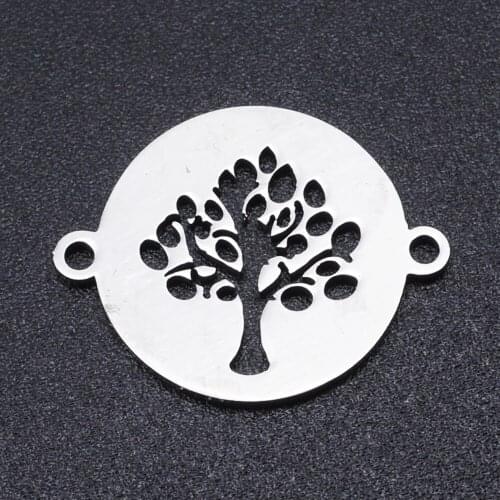 5pcs/lot 100% Stainless Steel Life Tree Connector Charms Wholesale Jewelry Making Charms Bracelets Pendants Never Tarnish