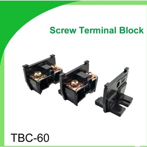 50PCS TBC-60A 600V 60A Rail Mounted Assembled Screw Terminal Block Cable Connector Black 4-10 mm
