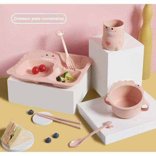 6Pcs/Set Baby Dishes Childrens Creative Section Mushroom Silicone Plate With Suction Cup Strong Sticky Divided Food Plate