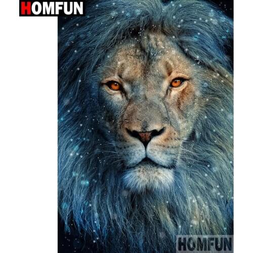 HOMFUN Full Square/Round Drill 5D DIY Diamond Painting "Animal lion" Embroidery Cross Stitch 5D Home Decor Gift A00155