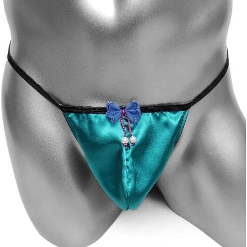 Satin Mens Erotic Penis Pouch With Bow Sissy Panties Male G Strings And Thongs Bulge Pouch U Convex Underwear