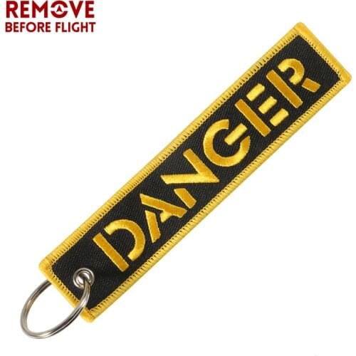 Danger Keychain for Cars Key Chain for Motorcycles Key Tag Cool Embroidery Key Fobs Customized Fashion New Keychains