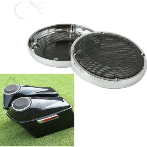 6.5" Saddlebag Lid Speaker Grill Cover For Harley Touring 88-17 FLHT Electra Glide 14-18 Black Chrome