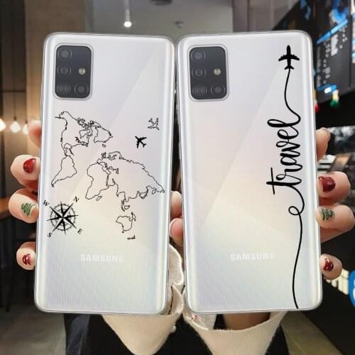World Map Travel Plans Clear Soft Phone Case For Samsung A51 A71 A10 A20 A30 A40 A50 A70 A6 A8 Plus A7 A9 2018 Soft TPU Cover