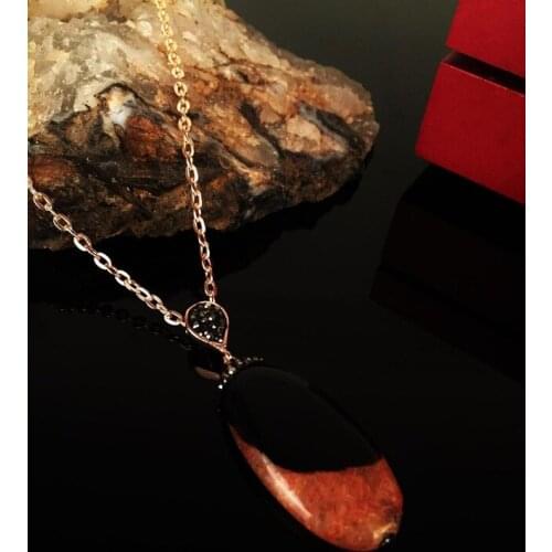 Dr Stone Natural Stone Women 'S Agate Stone Rose Gold plated Necklace KRB180 372867155