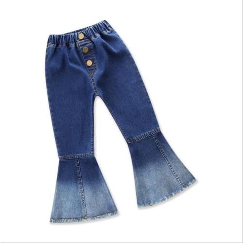 Girls denim colorblock flared pants