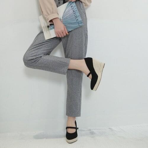 Wedge Espadrilles Heel Shoes Women 2021 Spring New Style Shallow Mouth Fashion Pointed Thick Heel -soled Straw Heel Shoes